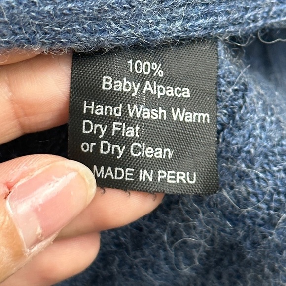 Alpaca International Baby Alpaca Long Sleeve Open Front Waterfall Cardigan Blue - Picture 8 of 9